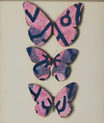 Schmetterlinge by Jiří Kolář, 1969, Collage aus Offsets auf Velin in Objektrahmen, sold Mar 2022