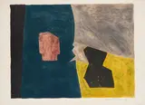 Serge Poliakoff, Composition bleue, jaune et grise, 1958, Farblithografie auf BFK RIVES (Wasserzeichen)