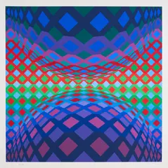 Reech by Victor Vasarely, 1968, Farbserigrafie auf Fabriano (Wasserzeichen), sold Feb 2022