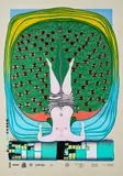 Homage to Schröder-Sonnenstern by Friedensreich Hundertwasser, 1972, Farbserigrafie und Metallprägung auf grau-braunem Velin, sold Feb 2022
