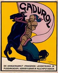 Gadurol de aangenaamst smakende levertraan in vasten vorm by Jan Willem Sluiter, 1918, poster, sold Jun 2026