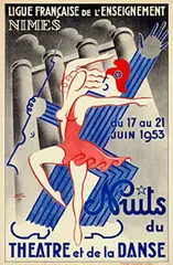 André Mornas, Ligue Francaise de l'Enseignement Nimes, 1953, poster