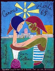 Jean Cocteau, Galerie 65 Cannes Innamorati, 1961, poster