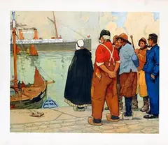 Henri Cassiers, without text (Oostende - Port scene with mailboat), poster