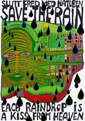 Save the Rain each raindrop is a kiss from heaven by Friedensreich Hundertwasser, 1983, poster, sold Jun 2026