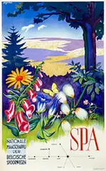 Pol Mathieu, Nationale Maatschappij der Belgische Spoorwegen Spa, 1946, poster