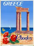 illegible signature, Greece Acropolis of Lindos Rhodes, 1952, poster
