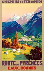 E. Paul Champseix, Route des Pyrénées Eaux-Bonnes Chemins de Fer, poster