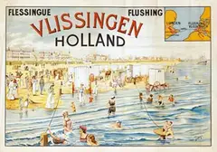 T. Bret, Flessingue Vlissingen Flusing Holland via London, Folkestone and Brussels, poster