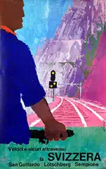Fritz Bühler, Veloci e sicuri attraverso la Svizzera San Gottardo, 1959, poster