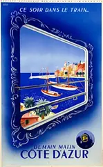 Roland Hugon, SNCF Cote D'Azur, 1938, poster