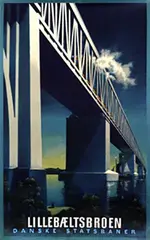 Aage Rasmussen, DSB Danske Statsbaner Lillebaeltsbroen, 1951, poster