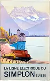 Emil Cardinaux, La Ligne Électrique du Simplon Suisse, 1949, poster