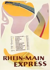 Rennebeck, Rhein-Main Express Frankfurt Rotterdam, 1952, poster