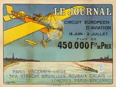 Henri Gervèse, Le Journal Circuit Europeen Paris Vincennes Liège Spa, 1911, poster