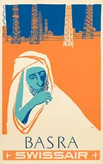 Henri Ott, Basra Swissair (Iraq), 1951, poster, silkscreen