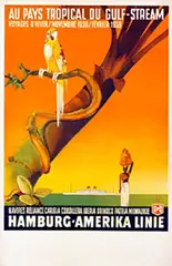Albert Fuss, Hamburg Amerika Linie Caribia Gulf-Stream, 1938, poster