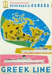 Fritz Schoppe, Passagiersdienst Bremerhaven Kanada Greek Line, poster