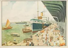 Frits van Bemmel, without text (S.S. Reael in the harbour of Batavia Koninklijke Paketvaart Maatschappij), poster