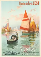 F. Hugo d' Alési, Chemins de Fer Venise par Belfort Berne et le Lötschberg, poster