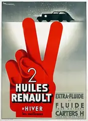 Pierre Fix-Masseau, 2 Huiles Renault d'Hiver les meilleures, 1934, poster