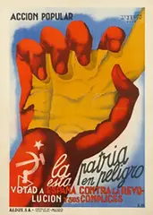 Torres Martín, Acción Popular. La patria está en peligro. Votad a España contra la revolución y sus cómplices, 1936, poster