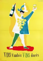 Herbert Leupin, Vins Vaudois Vin dorés, 1948, poster