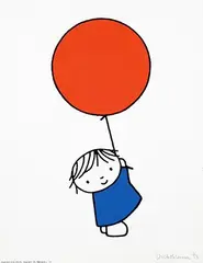 without text (Girl with balloon) by Dick Bruna, 1973, poster, sold Mar 2026