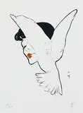 René Gruau, Kiss from a dove (for Rouge Baiser), poster, lithograph