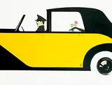 René Gruau, Rose de Bagatelle (yellow car), poster, lithograph