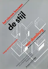 Willem H. Crouwel, haags gemeentemuseum het nieuwe bouwen de stijl, 1983, poster