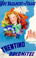 Filippo Romoli, Vos Vacances en Italie Trentino Dolomites, 1947, poster