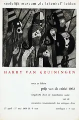 Harry van Kruiningen, stedelijk museum de lakenhal leiden, 1963, poster