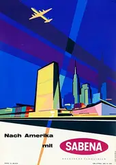 Sabena Nach Amerika mit by Gaston van den Eynde, 1956, poster, sold Jun 2025