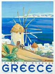 Constantin (Kostas) Linakis, Greece Island of Mykonos, 1949, poster