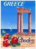 illegible signature, Greece Acropolis of Lindos Rhodes, 1952, poster