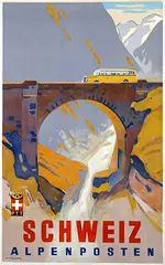 Wilhelm F. Burger, Schweiz PTT Alpenposten, 1937, poster