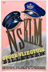 Arthur Goldsteen, NS KLM Spoor-Vliegtuig Biljetten, 1946, poster