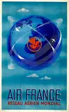 Plaquet, Air France Reseau Aérien Mondial, 1948, poster