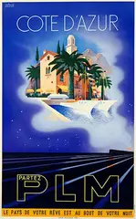 Roland Hugon, Cote D'Azur PLM Paris, 1937, poster