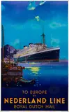 Frank Henry Mason, To Europe by Nederland Line Royal Dutch Mail, 1934, poster