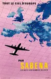 C. Pub & Dohet, Tout Le Ciel D'Europe Par Sabena, 1950, poster