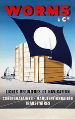 P. Cazaux, Worms et Cie Lignes Regulieres de Navigation, poster