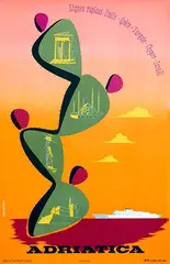 Studio Battistella, Adriatica Lignes rapides Israel Italy, 1952, poster
