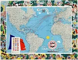 Édouard Collin, Compagnie Générale Transatlantique Carte Des Lignes French Line, 1959, poster