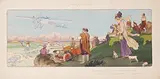 Marguerite Montaut, Jules Vedrines in his Morane-Borel Motorplane, Paris-Madrid, 1911, poster, lithograph