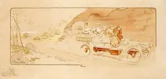 Ernest Montaut, Voitures Rossel Montbéliard Dans la montagne, 1905, poster, lithograph