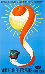 Manolo Prieto, Vers Le Soleil d'Espagne par le train, 1963, poster