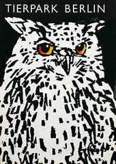 Roland Beier, Tierpark Berlin (owl), 1977, poster