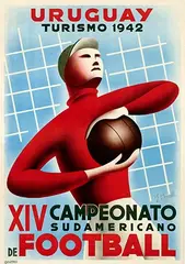 XIV Campeonato Sudamericano Football Uruguay by Jose Bonelli, 1942, poster, sold Jun 2025